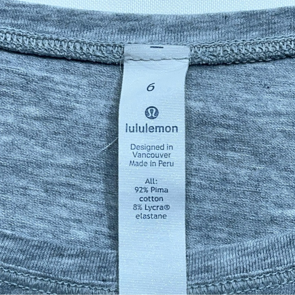 Lululemon Top Womens 6 To The Point Shirt Heathered Gray Asymmetrical Cotton - Picture 5 of 15
